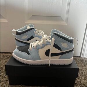 Nike Jordan 1 Mid Ice Blue / Black Sneaker Shoes